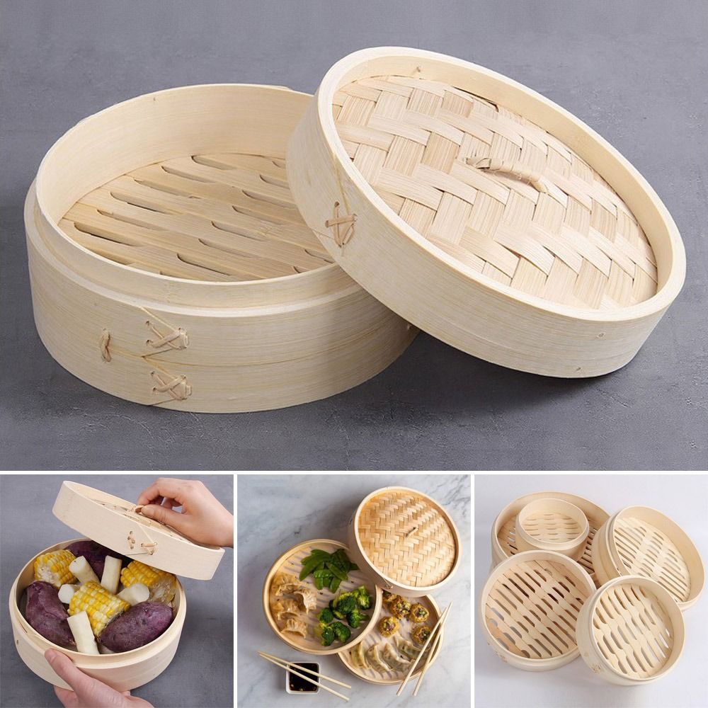 Bao Steamer Bamboo - Bamboo Steamer Basket with Lid Dumpling