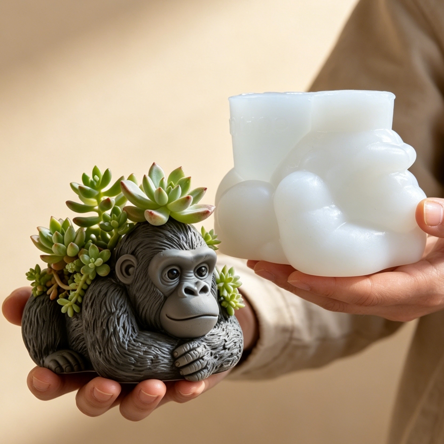 Potsticker Mold - Lying nest gorilla succulent plant flowerpot