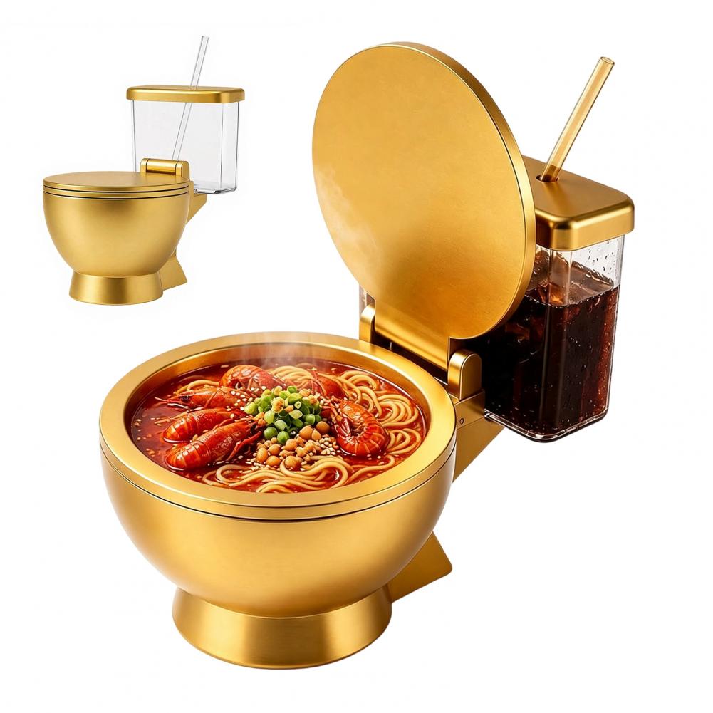 Dim Sum Basket - Toilet Shaped Ramen Bowl Set, Built-in