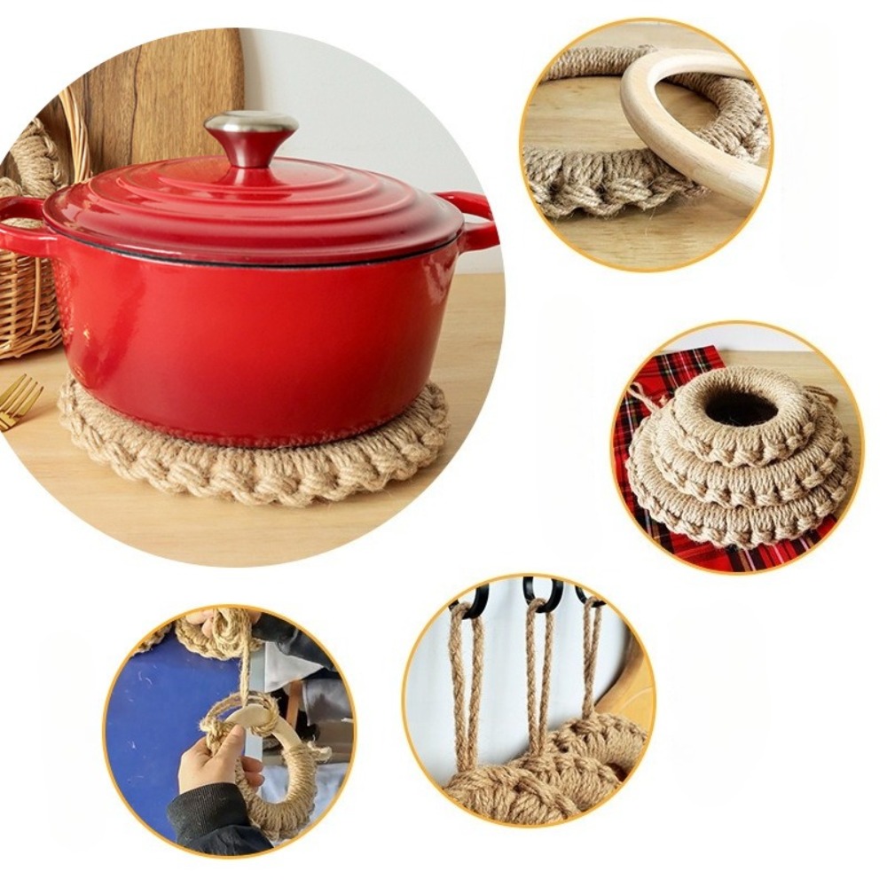 2Pcs Rustic Jute Woven Trivets - Cast Iron Corn review and price