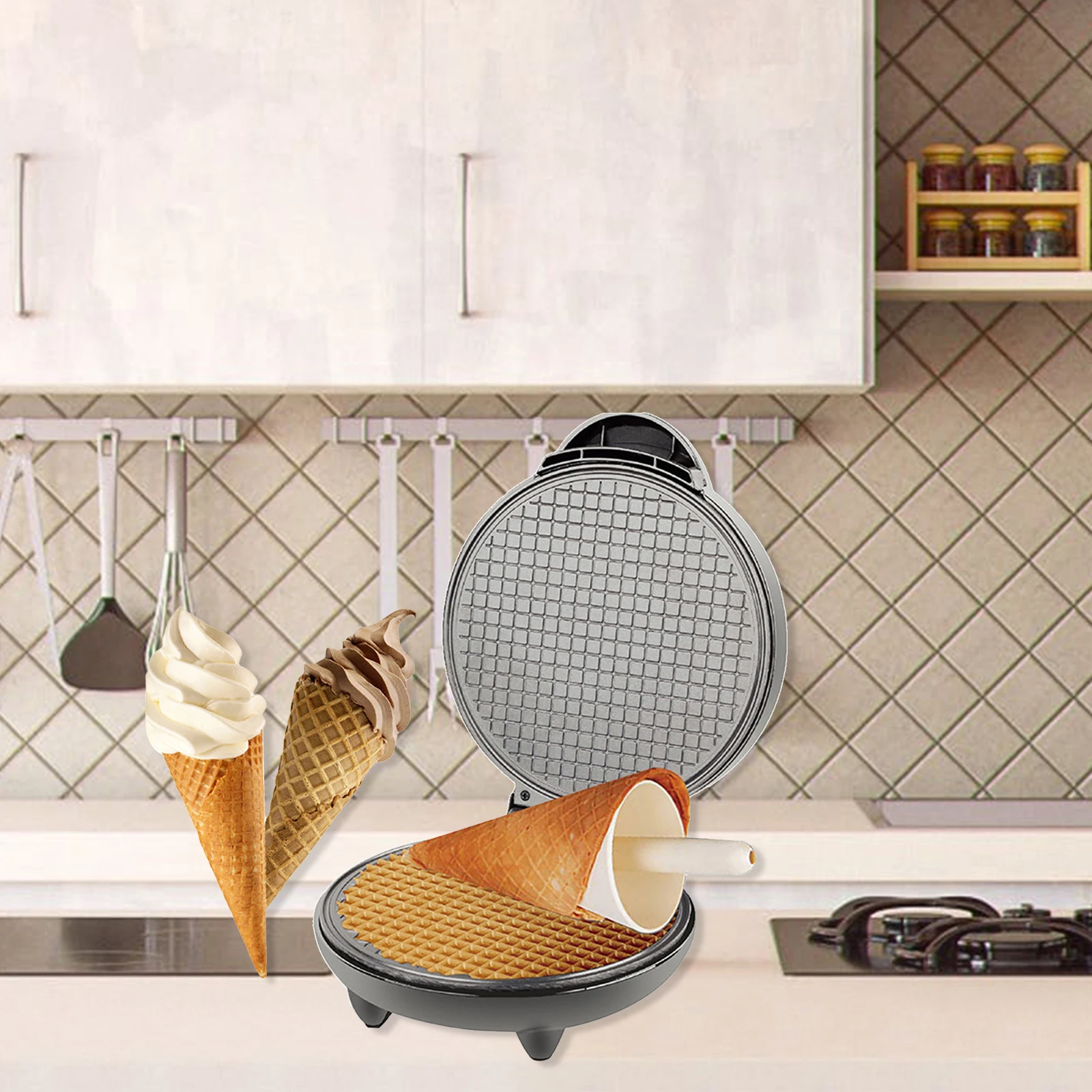 1200W Waffle Maker Nonstick Ba - Waffle Cone Maker review and price